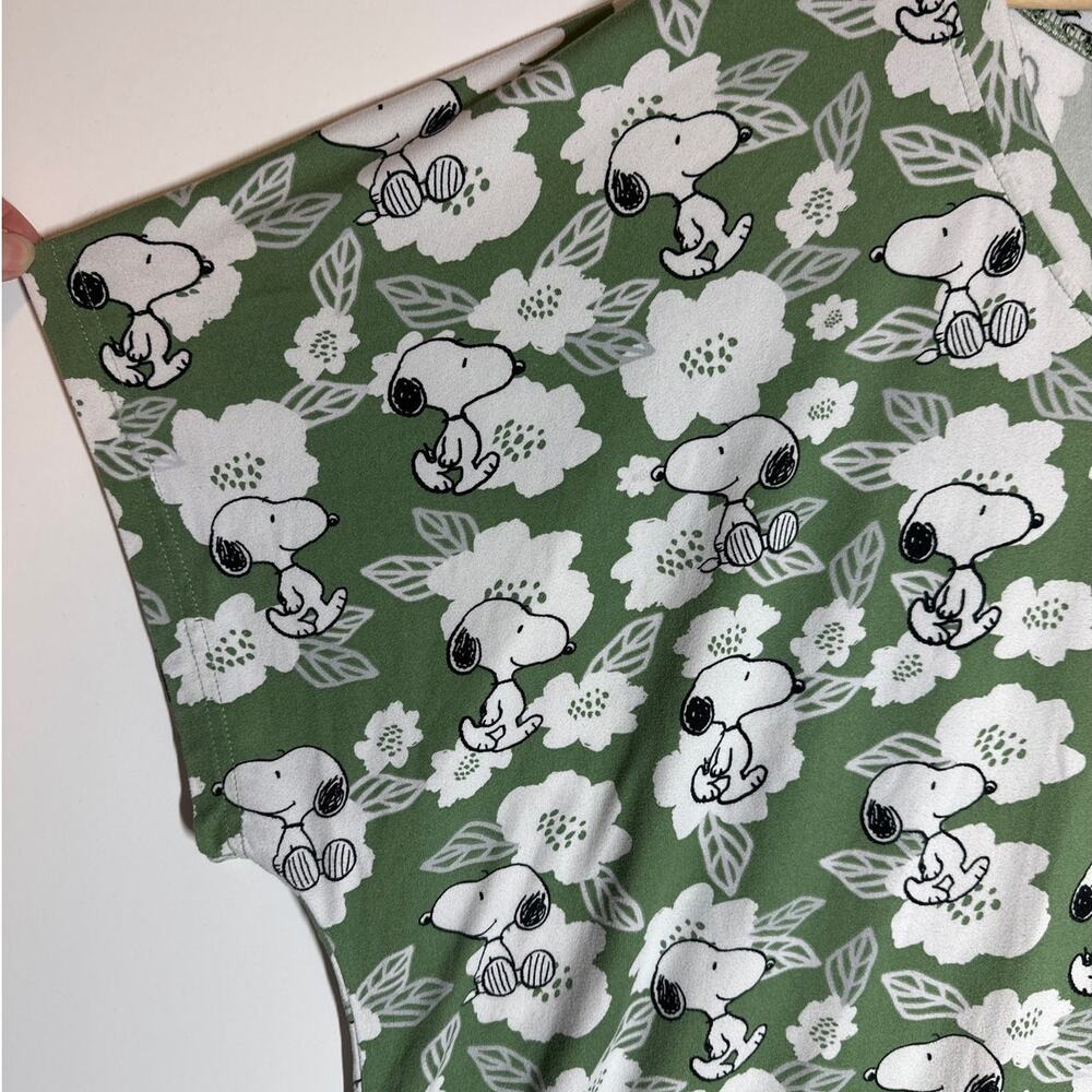 Munki Munki Peanuts Snoopy Green Floral Night Shirt Sleep Shirt Plus Sz 2X Comfy - Picture 6 of 10